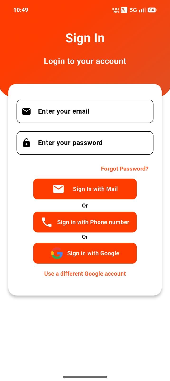 Supplied Share-Meal sign-in interface